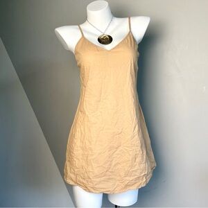 Nude Beige V-Neck Sleevless Slip Dress